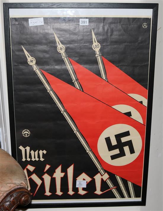 A German Propaganda election poster Nur Hitler, c.1933, monogrammed A.G., printed by Schroff-Druck [Augsburg], 73 x 51cm